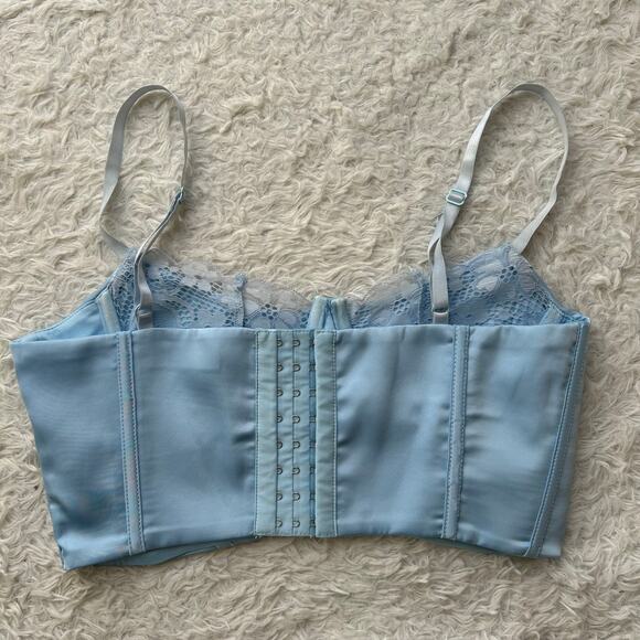 Unfazed Clothing Co. Baby Blue Lace Trim Corset Top Size Small - Picture 5 of 8